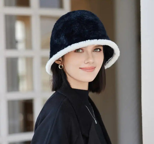 New Basin Hat Winter Women's Fashion Solid Color Warm Windproof Bucket Hat